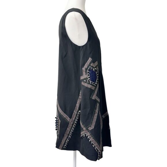 Chloe Vintage Silk Beaded Mini Dress Black Navy Size 4, EU 36 - Picture 3 of 16